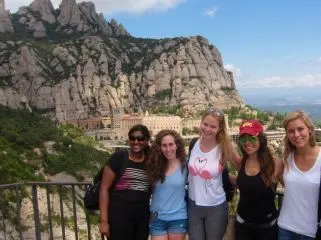 Interns visiting a famous landmark in Spain