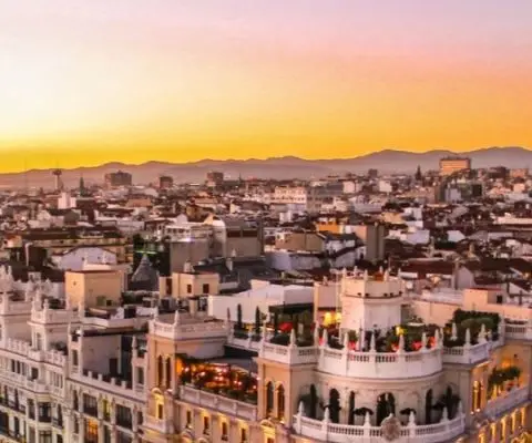 aerial view of city buildings and streets