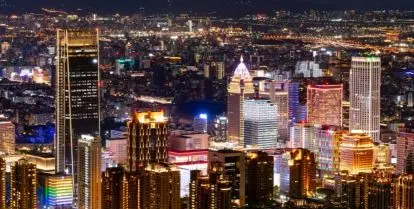city skyline at night