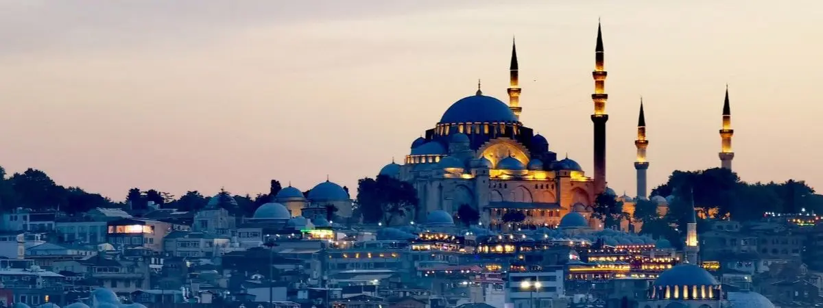 buildings in turkey at dusk