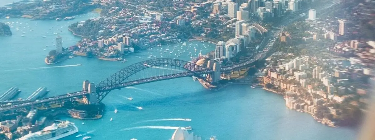 aerial view of sydney from an airplane window